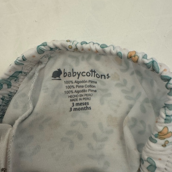 Babycottons Floral Baby Pajama Set - White, Green, Yellow - Picture 2 of 7